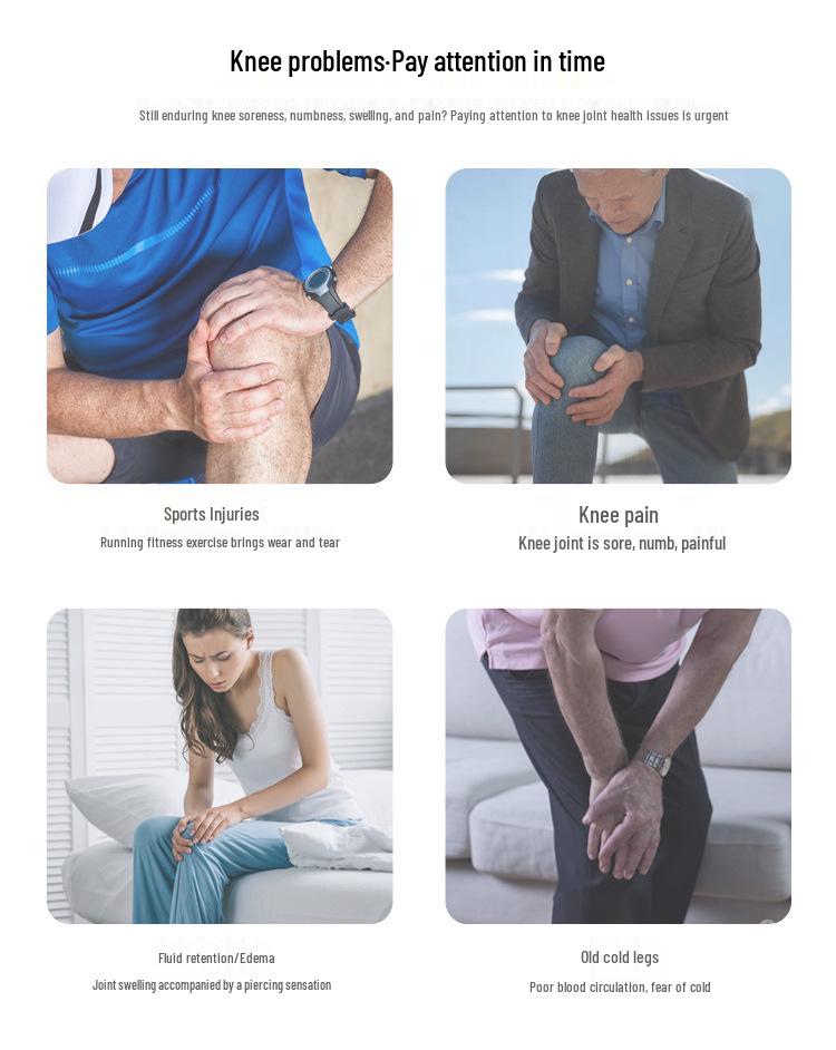 Smart Rechargeable Knee Massager with Red Light Therapy, Heat Compress, and Vibration for Joint Relief