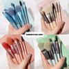 Set de Herramientas de Belleza de Ocho Piezas de Brochas de Maquillaje Mini Portátiles Macaron de Moda