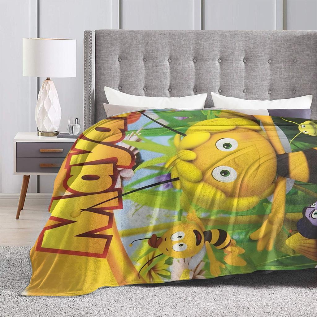 Maya The Bee Blankets  Airplane Travel Flannel Throw Blanket For Bedroom Soft Custom Quality Bedspread Birthday Present