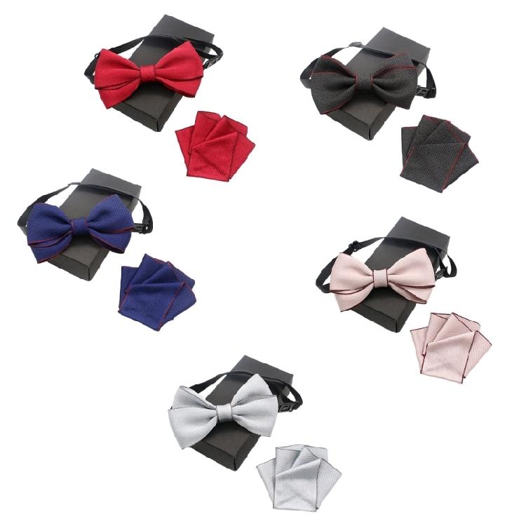 Fashionable Kids Toddlers Adjustable Pre Tied Bowtie and Pocket Square Handkerchief Ensemble for Formal Parties Event