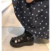 Summer Genuine Leather Thick-soled Mid-heeled Sandals Casual Comfortable Women's Shoes Hollow Pig Cage Women's Sandals