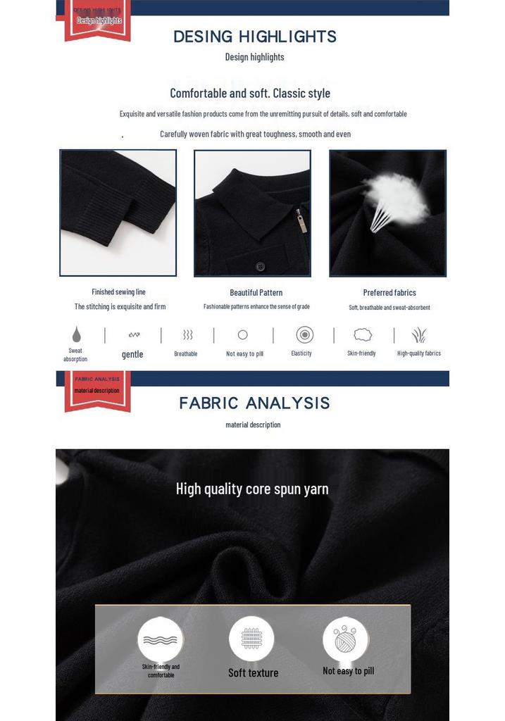 Boys' Classic Lapel Knit Top - Plain Half-Zip Jacket for Children