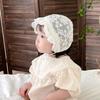 Lace Flower Baby Hat Embroidered Floral Ruffle Princess Bonnet Newborn Photography Props Sweet Infant Girls Mesh Sun Cap