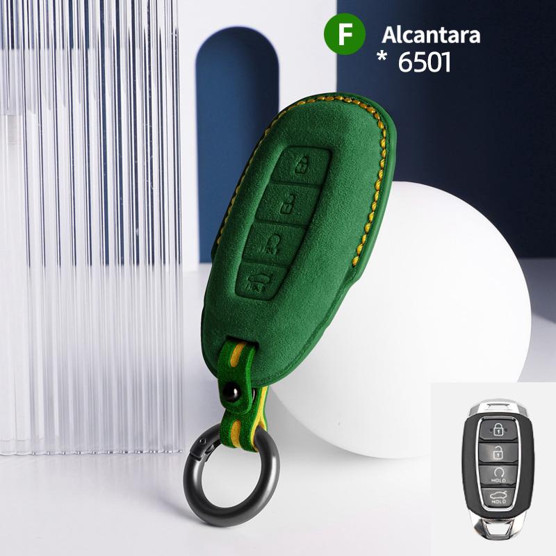 Alcantara Suede Car Key Case Cover Shell For Hyundai N Line Verna Solaris Elantra Azera Kona Encino Grandeur Palisade I30 Ix35