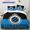 Benutzerdefinierter Name Club Brügge KV Wappen Bettwäsche, Steppbett Set Bettbezug Kissenbezug Zuhause Geburtstagsgeschenk (1 Bettbezug + 2 Kissenbezüge, ohne Füllung)