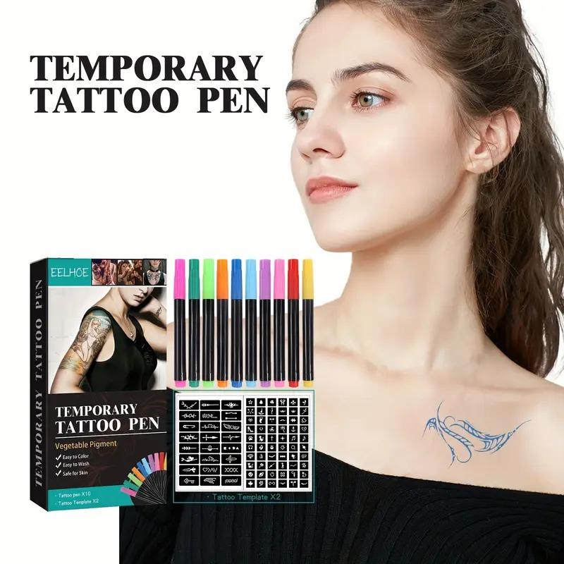 Temporäres Tattoo Stift Set, Mehrfarbig, Temporäres Tattoo Kit für Gesicht und Arme, DIY Make-up, Graffiti Dekoration Tattoo, Einfach aufzutragen