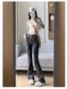 Women's Gray Micro-Flare High-Waisted Cargo Pants, 2025 Spring/Summer Collection - Slimming Multi-Pocket, Floor-Length