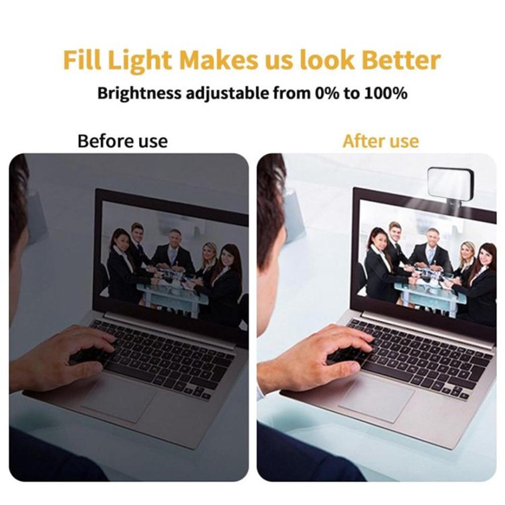 New Mini Selfie Fill Light Rechargeable 3 Modes Adjustable Brightness Portable Clip On For Phone Laptop Tablet Meeting Make Up