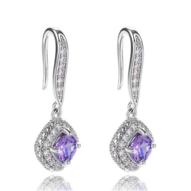 

Модные простые серьги с цирконием для женщин и девочек, модный стиль, красочные серьги с квадратными драгоценными камнями, аксессуары Brinco, подарок на вечеринку