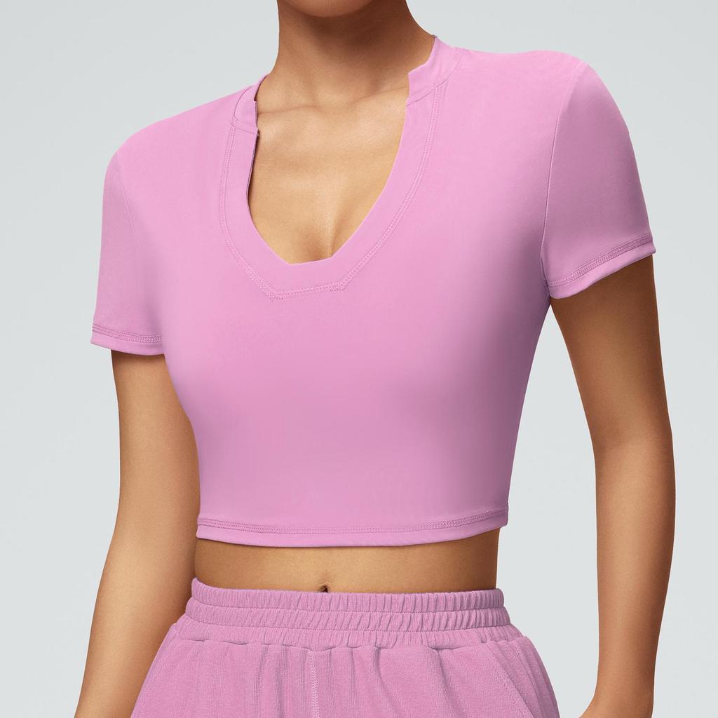 Cross-Border Slimming Nude Short-Sleeve Yoga & Sports T-Shirt