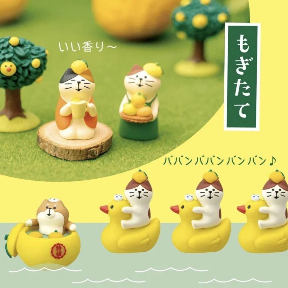 Animal Shapes Japan Zakka Animal Model Resin Grapefruit Cat Model Miniature Decoration  Living Room