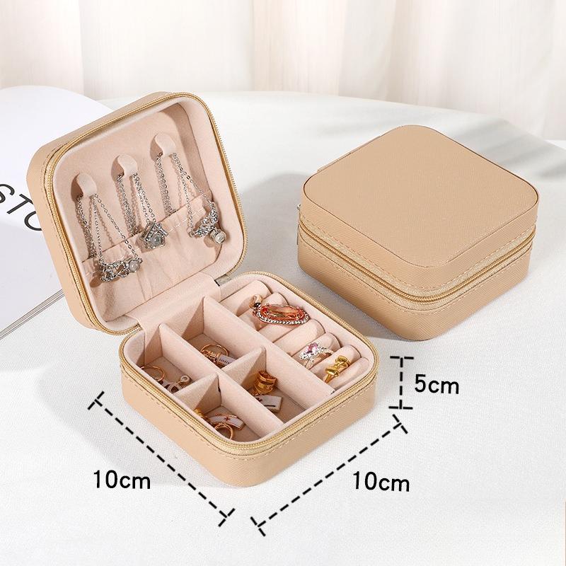 Mini scatola portaoggetti portatile per gioielli, custodia per gioielli, custodia in pelle, orecchini, collana, anello, display per organizzatore di gioielli