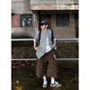 XBRO American Retro Pleated Summer Scimitar Loose Shorts Cargo Pants Cropped Pants Multi-pocket Men's and Women's Wide-leg Pants