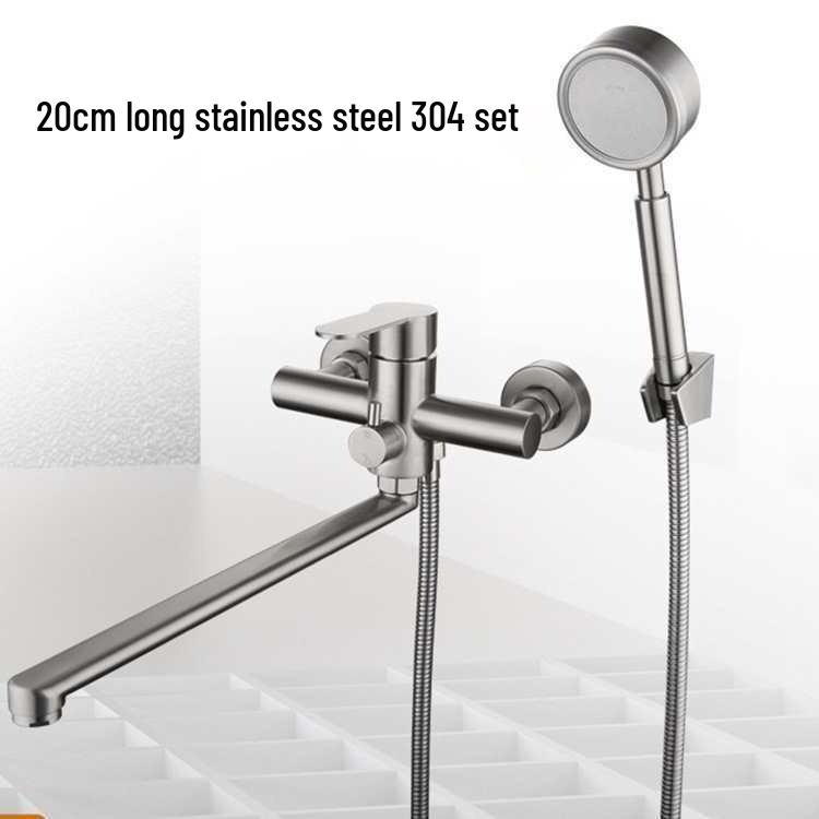 304 Stainless Steel Rotating Shower & Bathtub Faucet, Hot/Cold, Wall-Mounted, Concealed Installation.