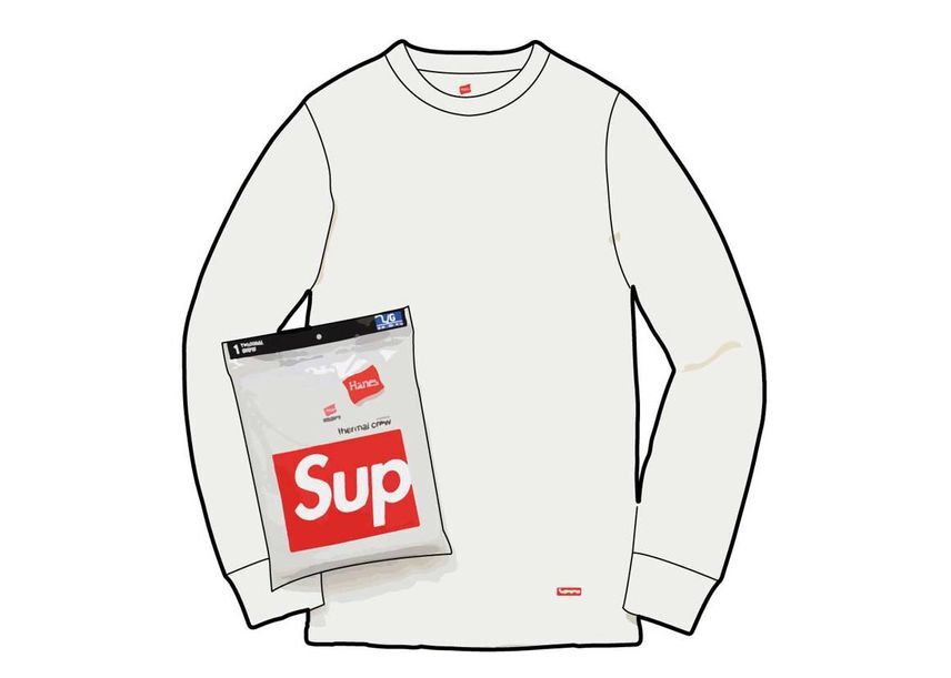 Supreme Hanes Thermal Crew (1 Pack) Natural XXL
