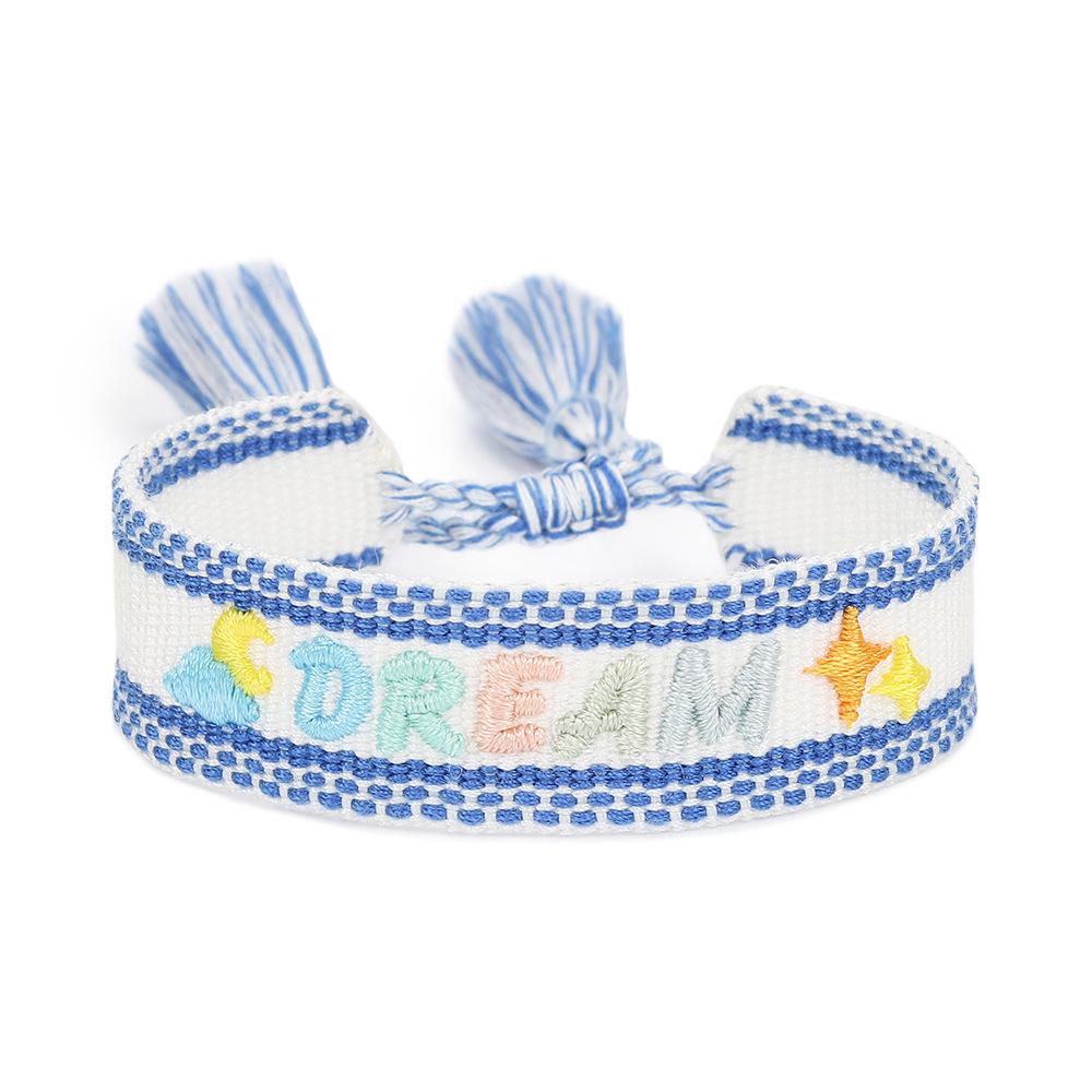 

Colorful Embroidered Letter Bracelet for Women - Handmade Woven Rope with Tassel for Best Friends Default