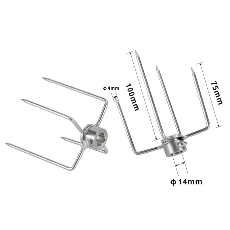 Rotisserie Meat Forks Replacement 304 Stainless Steel BBQ Grilling Forks Fits 1/2" Hexagon & 3/8" and 5/16" Square Spit Rods