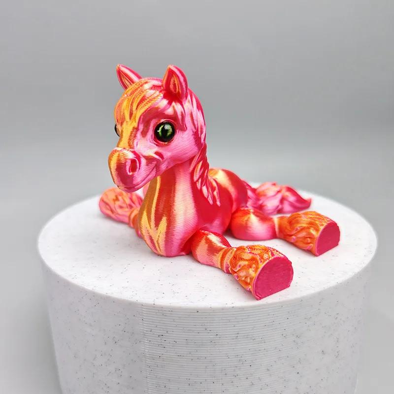 New Multi-joint Movable 3D Printed Horse Animals Mini Cute Relief Sensory Toy Funny Home Accessories Kids Gift Desktop Ornament