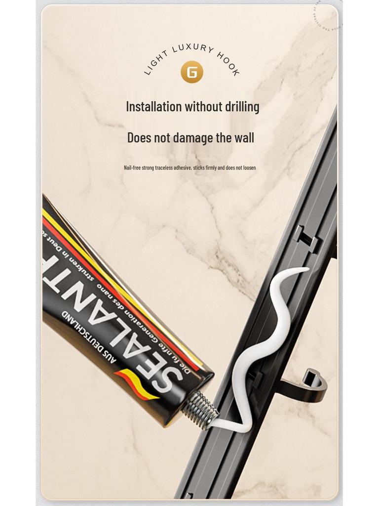 Adhesive Wall-Mounted Bathroom Clothes Hook - No Drill Required