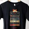 Synthesizer CaT T Shirt Modular Synth Beat Maker Music Producer Techno Analog Dj Vintage Washed Slightly Fashion Versatile