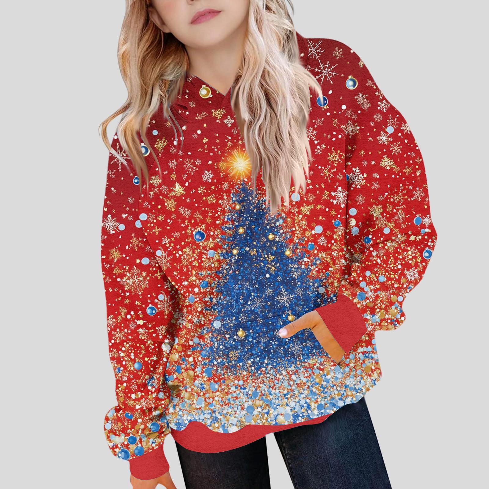 

Дитячий світшот для дівчаток градієнтного кольору з довгим рукавом, капюшоном і кишенею 150 синій