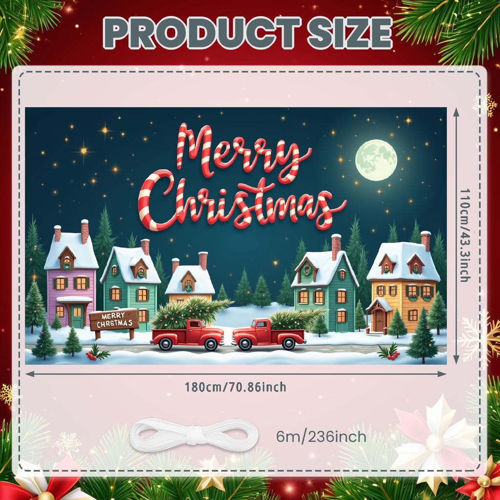 Photo Prop Cozy Design Santa Claus Banner Festive Decor Colorful Lights Christmas Banner For Home Decoration Event Decor Indoor