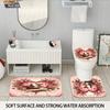 4pcs Valentine's Day Romantic Rose Flower Printed Bathroom Set Waterproof Shower Curtain Floor Mat Toilet Mat U-Shaped Mat
