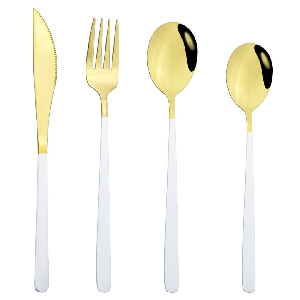 4Pcs/Set Knife Fork Spoon Dinnerware Cutlery Set 304 Stainless Steel Tableware Flatware Set Black Gold Set Kitchen Dining Silverware Set