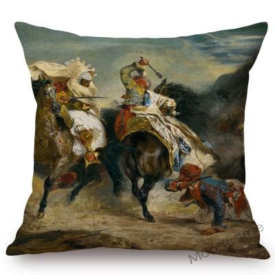 French Painter Eugene Delacroix Liberty Guiding The People Famous Oil Painting Home Decorative Pillow Case Sofa Cushion Cover