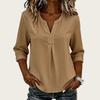 Women's Casual V-Neck Color Loose Fit Blouse for Everyday Wear