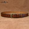 Men's Genuine Leather Belt with Pin Buckle, Retro Pure Copper, Simple and Versatile Jeans Belt