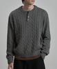 WORK ON BODY OFF Tord Semi-Overfit Cable Henley Neck Knit [Gray]