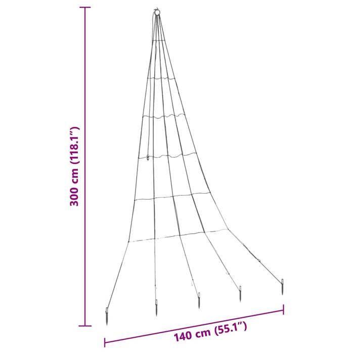 VidaXL Arbre de Noël LED avec piquets au sol Blanc chaud 300 cm Métal, Déco moderne pour le salon, cadre métal robuste, 42018741
