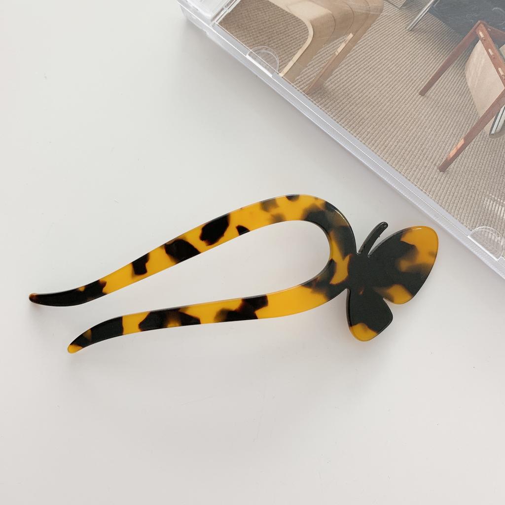 Mode Acetat Haarstäbe für Frauen Schmetterling Haarspangen Nadeln Minimalistisch Bunt U-Form Mädchen Haarnadeln Haarknotenmacher Kopfschmuck