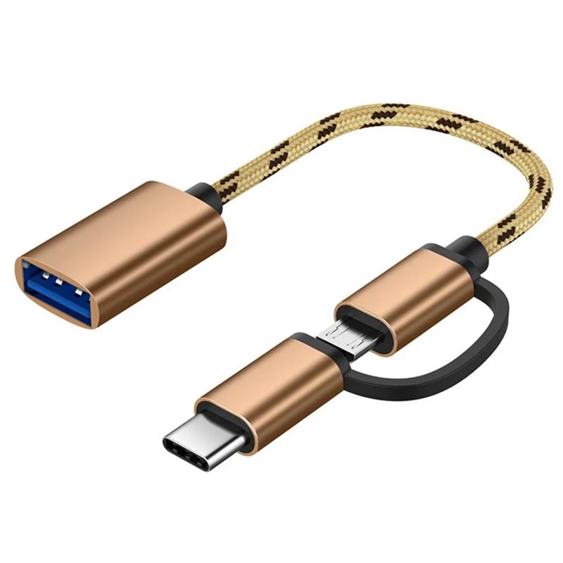 2 in 1 Type C And Micro V8 OTG Adapter Connector Cable For Samsung S10 Xiaomi Huawei Android Macbook Mouse Tablet PC USB-C Cord