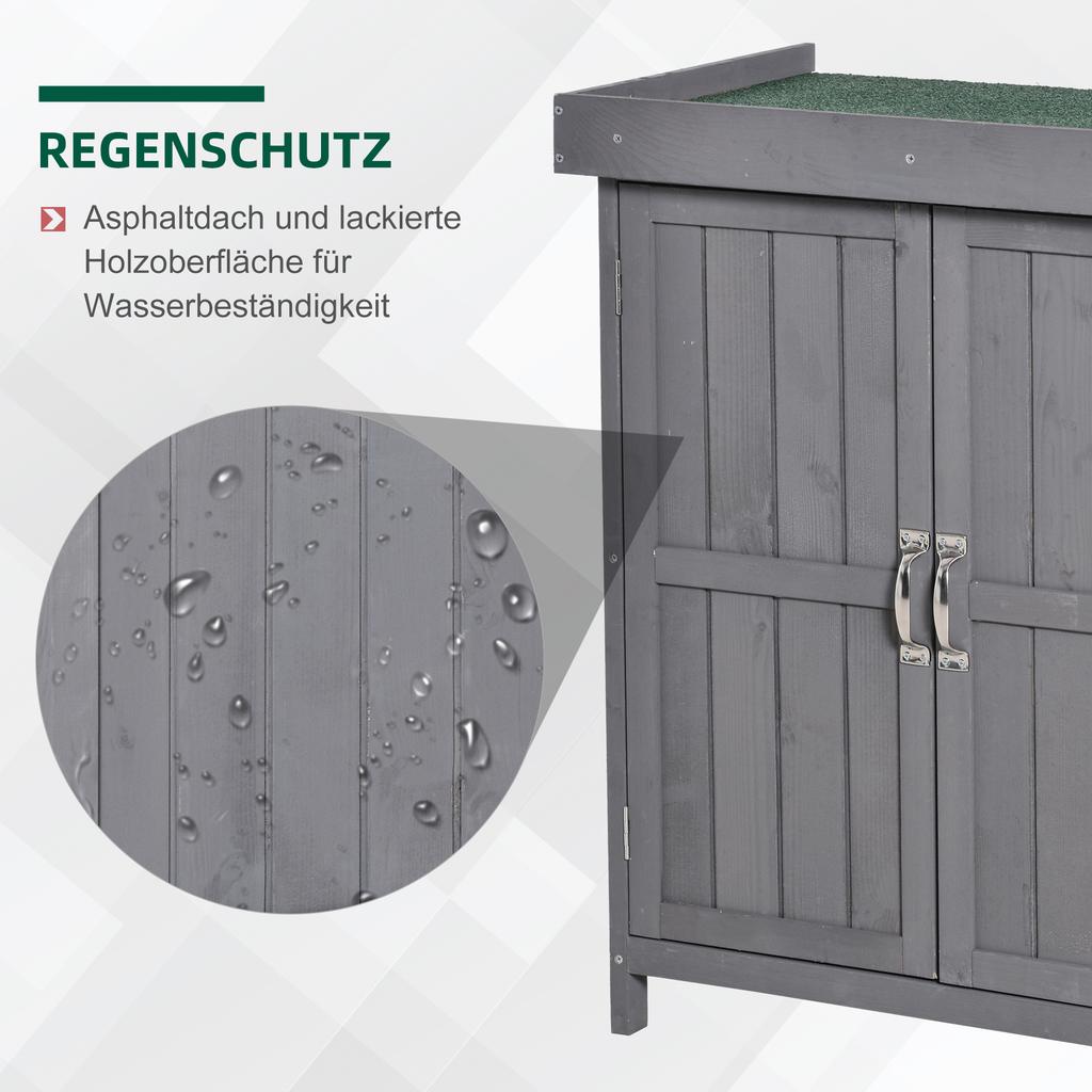 Small Shed, Wooden Garden Shed with Openable Hinged Roof and Removable Shelf, Outdoor Tool Storage Cabinet Chest with Double Doors, 74 X 43 X 88 Cm