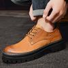 Fashion Derby men's thick soled shoes Fashionable gentleman Daily leisure business party Office wedding genuine leather Black shoes