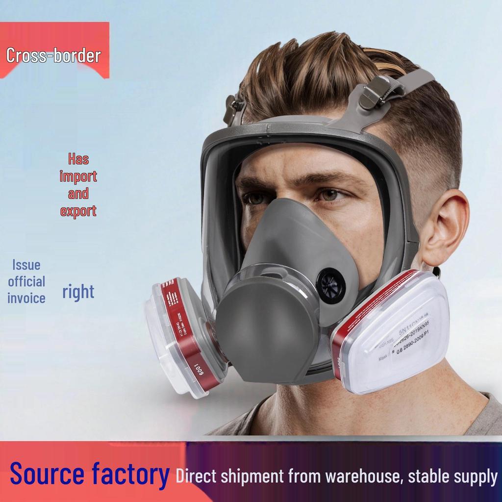 6800 Large Facepiece Gas Mask: Anti-Toxic Protection for Spray Painting, Chemical Industry, Pesticide Application, Wide Field of View Dust Defense.