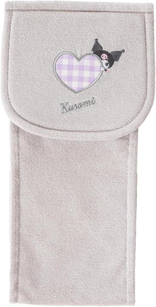 OKA Sanrio Characters Scrunchie Toilet Mat, Approx. 55cm X 60cm, 3-Piece Set, Includes Paper Holder Cover and Lid Cover, Gray (Kuromi) (Hello Kitty Cu