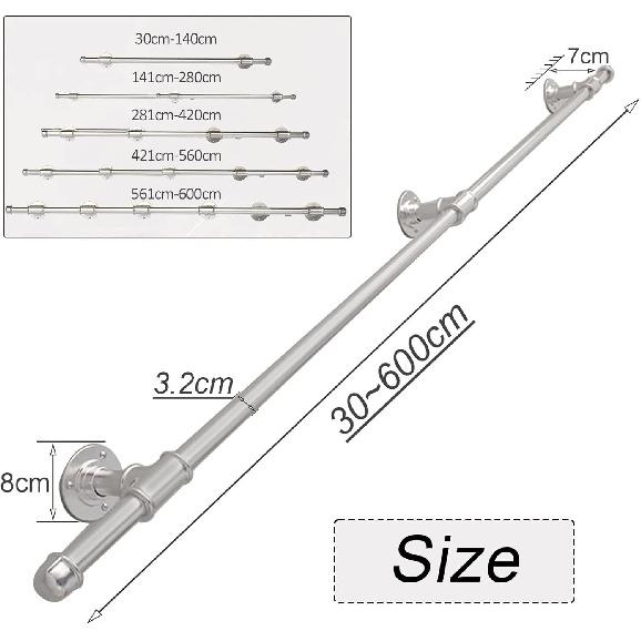 Moderne Handläufe für Treppen, Silber Metall Schmiedeeisen Handläufe Geländer 30-600cm Sicherheitsstützstange | Wandmontiertes Treppengeländer für Innen