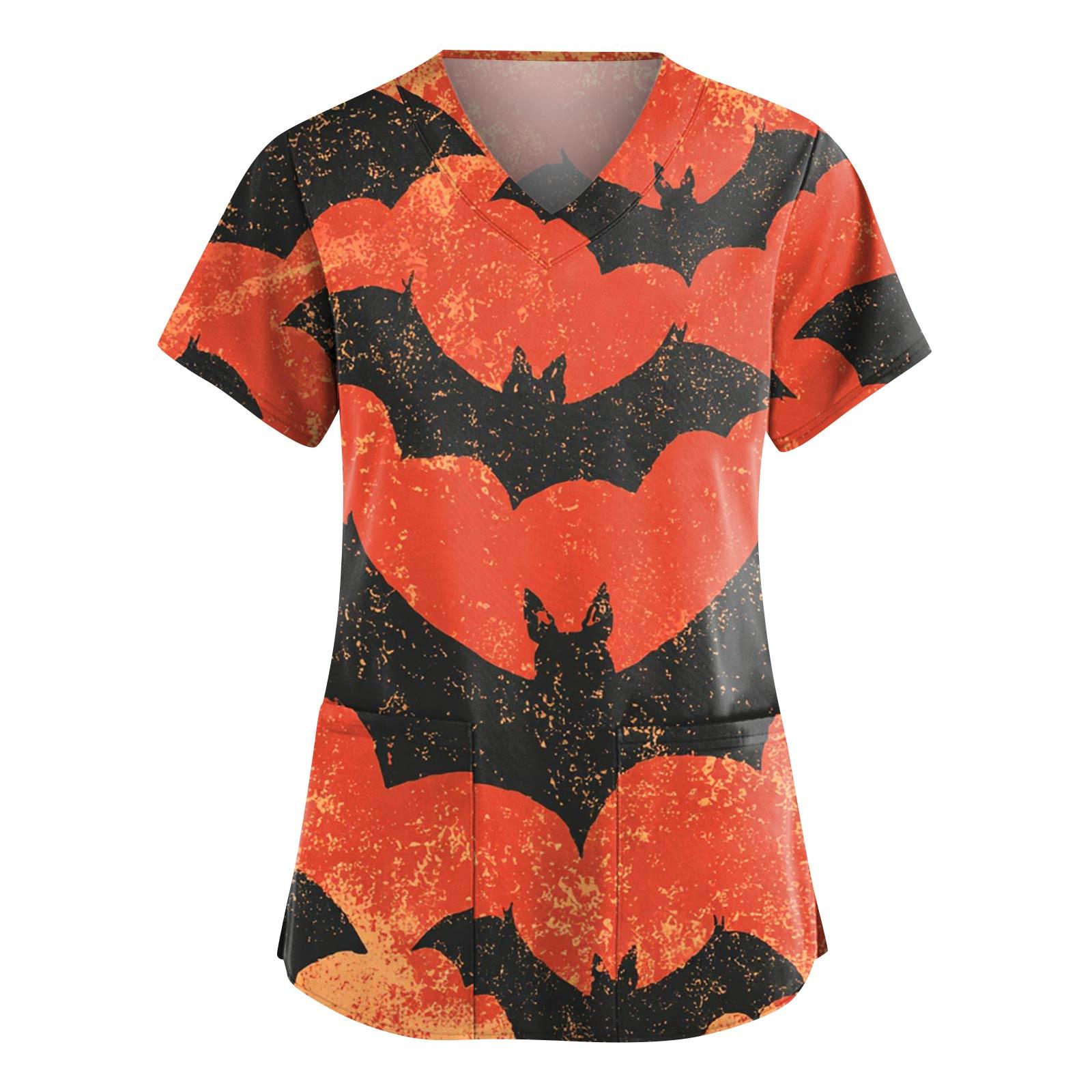 

Женские модные комбинезоны с V-образным вырезом и короткими рукавами, с карманами, топы с принтом на Хэллоуин, одежда S шафрановый