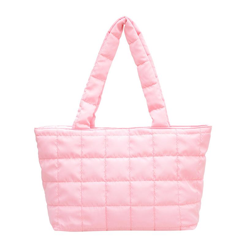 Embroidery Thread, Square Plaid Cotton Clothing Bag, Largecapacity Bag, Women's New Padded Underarm Bag, Shoulder Tote Bag.