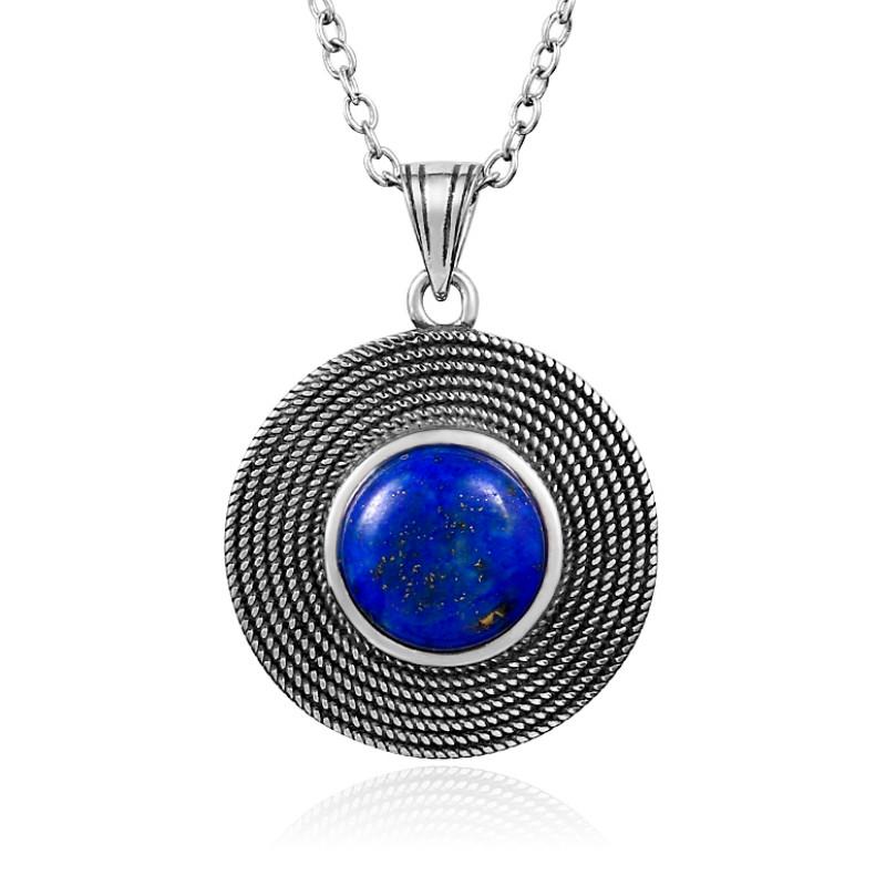 

Винтажное посеребренное ожерелье из лазурита из натурального камня для женщин, повседневная одежда, подарок синий