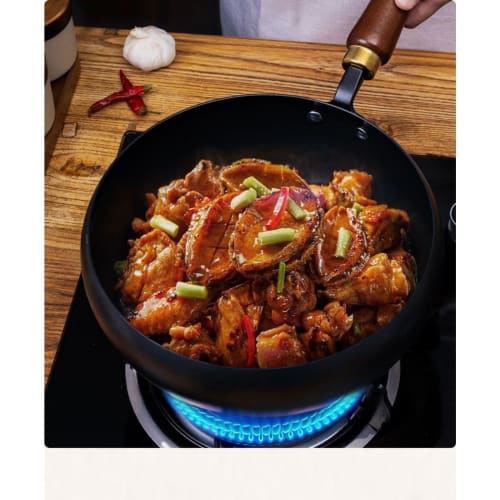 YQSMYXGS | Wok | Handmade Iron Wok | Large Belly Wok Made with Ancient Methods | Non-Stick 9.45-Inch Iron Wok | 24cm Diameter Iron Wok | Small Iron Wo