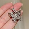 Exquisite Double-layer Butterfly Pendant Necklace with Synthetic Zircon Inlay, Eye-catching Jewelry, Suitable for Daily Wear and Holiday Gift Giving