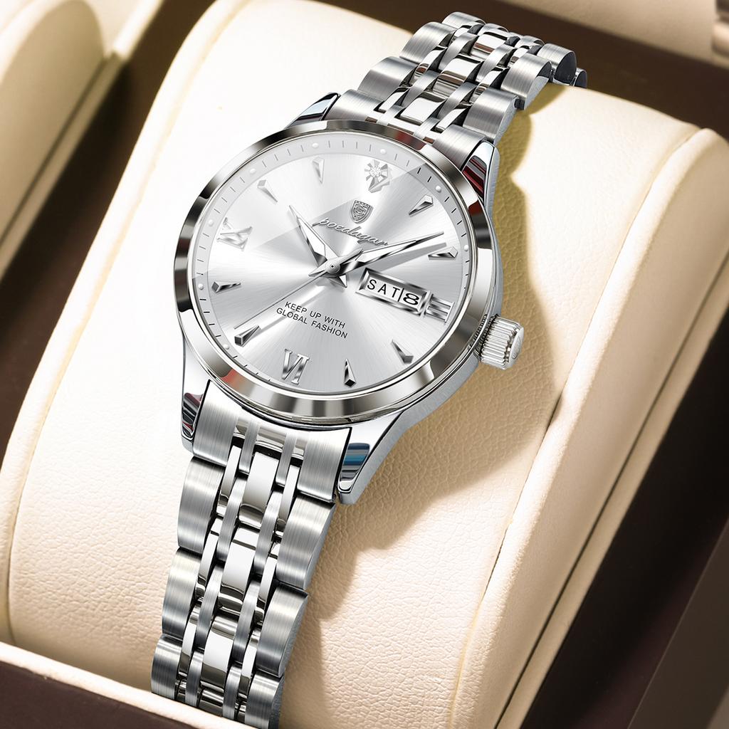 504 Luxury Alloy Case Stainless Steel Strap Waterproof Luminous Lady Watch
