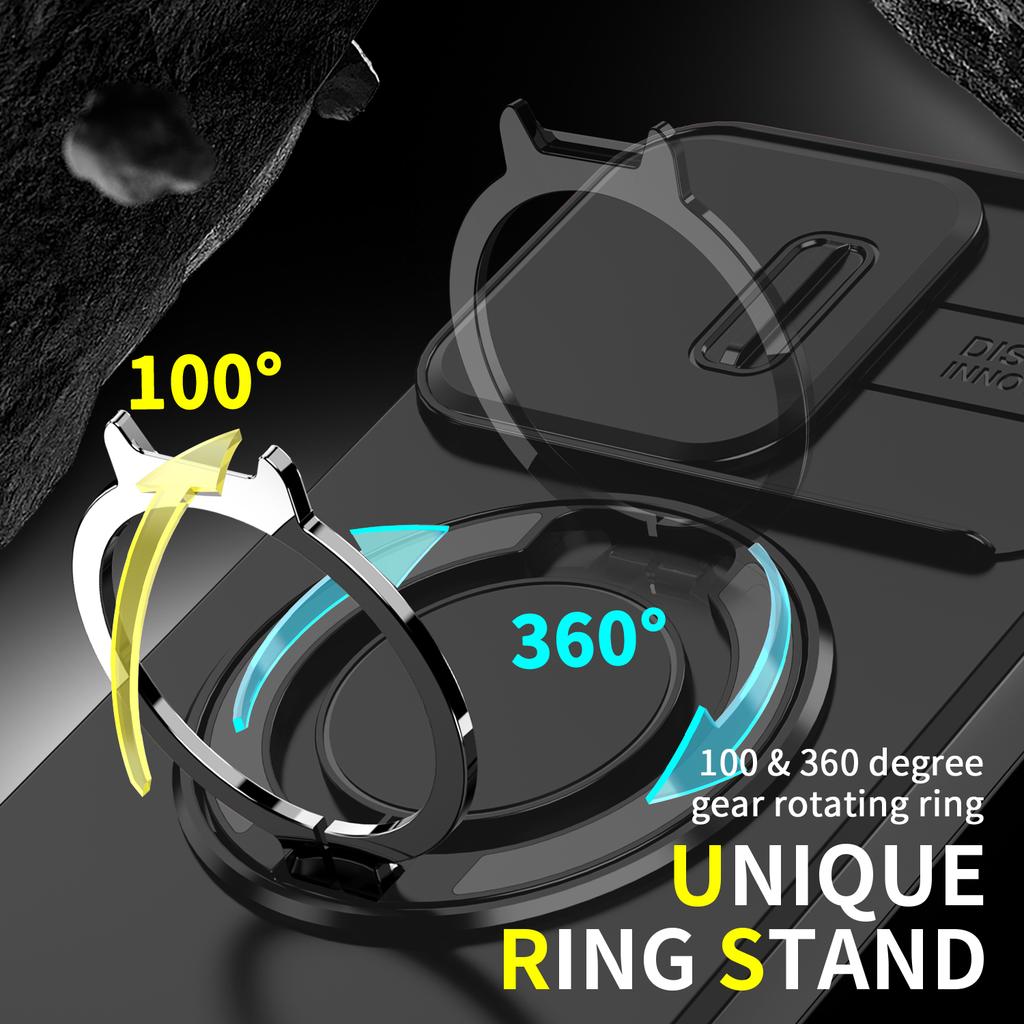 Magnetic Ring Stand Phone Case For OPPO Reno 14F 14 Pro Global Slide Camera Lens Protection TPU Frame Hard Plastic Back Cover