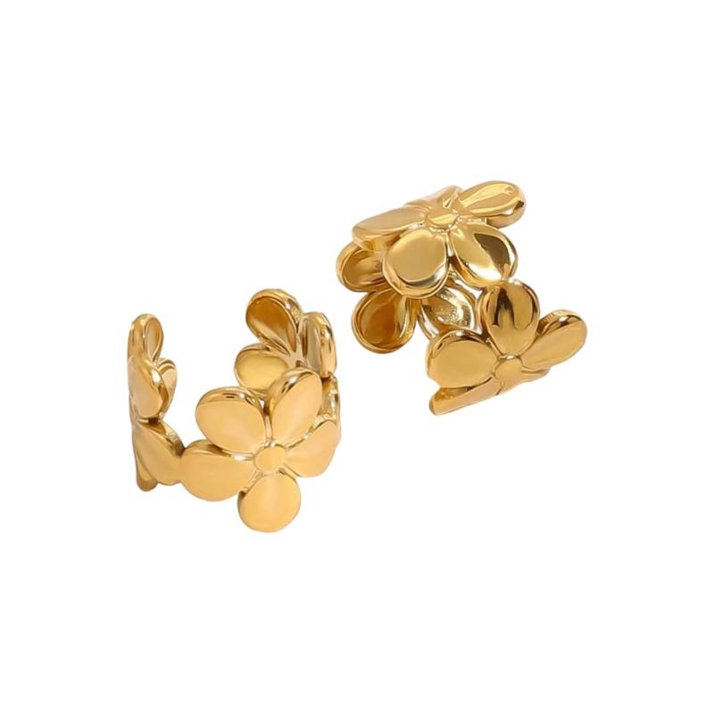 Стильные Цветочные Клипсы для Ушей Серьги-Цветы из Нержавеющей Стали Удобные для Ношения Ежедневный Аксессуар Модные Аксессуары 1