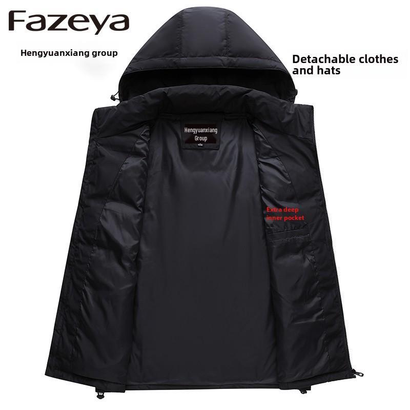 Hooded Winter Down Vest for Men - Thick, Warm, Sleeveless Outerwear for Middle-Aged & Elderly