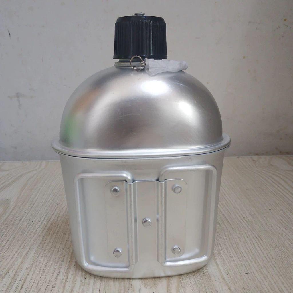 Outdoor Military Water Bottle & Survival Gear Set - Portable Tactical Lunch Box & Alcohol Stove (4-Piece)